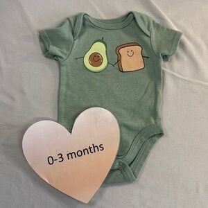 The Littlest - 0-3M - Green Organic Onesie with Avocado and Toast Design
